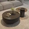 Mesa de Café de Pizarra de Lujo Ligero Italiano, Sala de Estar Sencilla, Apartamento Pequeño, Combinación de Mesa de Té Redonda Minimalista de Gama Alta para el Hogar