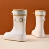 Botas de Lluvia para Mujer, Botas de Lluvia Antideslizantes de Caña Alta con Hebilla, Zapatos de Agua Transpirables, Resistentes al Desgaste, Impermeables y Resistentes a los Olores, de Suela Gruesa de EVA