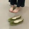 Sapatos Femininos Planos Vermelhos Estilo Francês com Bico Baixo, Toque de Pérola e Senso de Elegância, Sapatos Mary Jane de Couro, Novo Estilo Primavera 2026