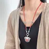 Novedad Nacional de Moda S990 Color Vintage De Vez en Cuando Gato de la Suerte Filamento Colgante de Plata de Ley Esmalte Colgante Lindo para Mujeres