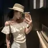Top Francés de Volantes Asimétrico para Mujer Verano 2025 Nuevo Diseño Delgado y Elegante Camisa