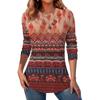 Europeia e Americana Cross-border Amazon Independent Station Primavera e Outono Novas Mulheres 3D Impresso V-neck Casual manga comprida T-shirt Botão Top