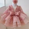 Vestido Infantil Sitio Independiente Amazon Lentejuelas Brillante Falda Abullonada Moño de Organza Vestido para Fiesta de Cumpleaños