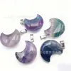 Temu Produto Novo Mais Vendido Lua Cheia Tendência Pingente Pedra Natural Cristal Ágata Pedra Pingente Colar
