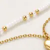 Collar de doble capa con colgante en forma de corazón para mujer, chapado en cobre con oro de 18 quilates, electrochapado con perlas y bolitas de oro pequeñas, dulce cadena para la clavícula de uso diario