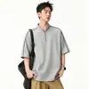 NASA SOBRE estilo americano deconstruido línea media cremallera manga corta verano moderno alta calle simple hombre holgada camiseta