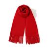Cachecol Longo de Lã de Cordeiro Espessa 150g 200*33cm na Cor Vermelho Chinês, Logo Bordado Personalizado, Cachecol Vermelho para Eventos