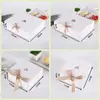 Cajas de Papel Kraft con Tapa Abatible en Stock al por Mayor, Cajas de Regalo para Postres de Cartulina Blanca, Cajas de Empaque Combinadas para Macarons con Lazo al por Mayor
