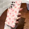 Capa de filme de transferência de calor floral xadrez rosa suave para Samsung S23 Ultra/S22 Ultra