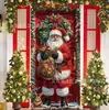 Suministro Exclusivo Transfronterizo de Banderines Navideños para Puerta con Motivos de Santa Claus y Renos de Dibujos Animados para Decoración de Puerta de Entrada, Poliéster Impresión de Alta Definición