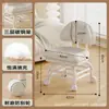 Banqueta Giratória com Altura Ajustável e Rodas Silenciosas, Cadeira com Encosto, Banqueta Baixa, Banqueta Amiga de Crianças, Banqueta para Trocar Sapatos, Design Moderno Simples