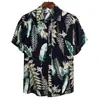Nova Camisa Havaiana de Verão Estampada Masculina Manga Curta Tamanho Plus