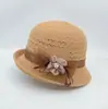 Nuevo Sombrero de Punto Desnatado de Primavera y Verano para Mujer con Flores, Sombrero de Pescador Transpirable con Sombra, Plegable, Moderno, Hueco, Sombrero de Cubo Pequeño