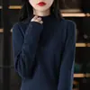 Fio de algodão transfronteiriço quente gola redonda solta roupa íntima base camiseta confortável novo tricô suéter feminino gola alta meia 2025