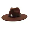 Chapéu de Lã com Aba Larga, Estilo Étnico, Chapéu Jazz para Homens e Mulheres, Novo Estilo Outono/Inverno Ocidental, Top Coração de Pêssego