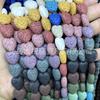 Contas de pedra vulcânica em forma de coração coloridas atacado rocha vulcânica preta forma de amor acessórios para joias DIY contas