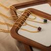 Joyería geométrica de nicho personalizada, estilo de uso apilado de doble capa, cadena de cuentas de arroz con sentido de diseño, colgante de ágata de azúcar cuadrada, collar de acero de titanio