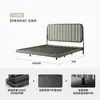 Cama Suspensa Minimalista Moderna Cabeceira Ultrafina Cama de Casal Aço Inoxidável Cabeceira Alta Cama de Tecido