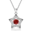 Colar Cruzado Europeu e Americano de Prata S925 Moda Amazon Estrela de Cinco Pontas para Mulheres com Corrente para Clavícula Cravejada com Diamantes de Doze Pedras de Nascimento