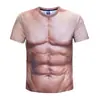 Venta Caliente Transfronteriza Sexy Realista Músculo Impresión Digital 3D Broma Creativa Divertida Personalidad de Moda Camiseta de Manga Corta para Hombre