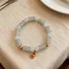 Pulsera de la Fortuna Nudo de Bambú Jade Verde Retro, Diseño Estilo Chino, Pulsera Sencilla con un Toque de Lujo, Joyería de Lujo de Nicho