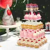 Suporte de Cupcake de Acrílico Transparente Quadrado Torre para Festa de Casamento Multi-Nível Sobremesa Display Stand para Festa de Casamento