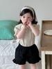 Ropa de Bebé Estilo Delgado Ropa de Verano para Niños Estilo Coreano Ropa para Niños 2026 Verano Nuevo Estilo Conjunto de Camisa de Muñeca de Manga Corta y Shorts para Niñas