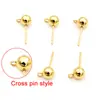 Aretes de bola de acero inoxidable de 3-6 mm, cuenta redonda con aguja y aro colgante, accesorios para joyería DIY, venta al por mayor, 0.2-1 g, sin tapón