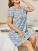 2024 Primavera e Verão Nova Europa e Americana Amazon temu Explosões Casa Camisola Vestido de gola redonda Casual Impresso Desgaste Feminino