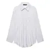 Atacado Exportação Transfronteiriça Roupas Femininas Verão 2025 Estilo Europeu e Americano Camisa de Botão Manga Longa Listrada Tops para Mulheres D6940940