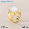 Anillo Europeo y Americano Transfronterizo de Acero Inoxidable con Incrustaciones de Concha Blanca, Chapado al Vacío en Oro de 18K, Anillo Unisex Solapado
