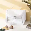 Nueva Bolsa Cosmética Transparente Bolsa Frosted para Baño y Artículos de Tocador Portátil de PU con Tapa Bolso de Estudiante Bolsa para Cosméticos para Salir
