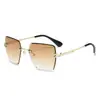 Gafas de Sol Cuadradas de Moda para Mujer, Gafas de Sol de Influencer Transfronterizas de Tendencia Europeas y Americanas, Nuevas Gafas de Sol sin Marco con Bordes Cortados