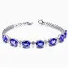 Temu AliExpress Joyería Europea y Americana Chapada en Plata 925 Pulsera de Piedra Azul Oscuro Pulsera Popular para Hombres y Mujeres