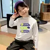 Camada Base Masculina de Lã Quente com Gola Meia-Alta Outono Inverno Novo Estilo Camiseta de Manga Longa para Meninos Grandes e Médios Top Fresco Bonito