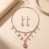 Corrente de clavícula de alta qualidade europeia e americana em formato V com zircônia microincrustada em gota d'água para uso transfronteiriço, conjunto de brincos e colar da moda para vestido N422
