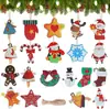 Novos Mini Enfeites de Natal Árvore de Natal Decoração de Pendurar de Madeira Papai Noel Boneco de Neve Anjo de Natal Enfeites
