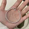 Pulseira Shijia Pérola Cor de Rosa Manta Pode Ser Usada em Camadas com Pulseiras de Luxo Leve, Moda Elegante de Celebridade da Internet, Pulseiras Redondas e Brilhantes