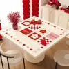 Mantel Cuadrado para Mesa de Año Nuevo, Mantel Festivo Rojo, Resistente al Aceite, Impermeable, Resistente al Calor, Protector de Mesa Cuadrado, Mantel para Mesa de Café