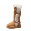 Sapatos de algodão com tira cruzada, bico redondo, sola grossa e punho felpudo 2026 inverno quentes com mais veludo tamanho grande botas longas botas de neve feminina