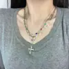 ¡Juego de Cuatro Piezas! Collar con Colgante de Cadena de Diamantes en Forma de Cruz Lujo Accesible Cadena de Clavícula de Nicho Joyería Elegante Versátil para Mujeres