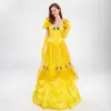 Vestido Dorado de Princesa de Halloween Disfraz de Hada Cuento de Hadas Belle Atuendo de Princesa Peach de Mario Vestido de Reina de Fiesta
