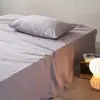Sábana bajera de color sólido estilo hotel clase A, 100% algodón de fibra larga cepillado, pieza única, colcha de algodón puro engrosada, ultrasuave para dormir desnudo
