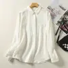 Camisa de Manga Larga de Gasa de Algodón de Doble Capa con Estampado Floral Artístico, Estilo Nuevo Primavera y Otoño 2026 para Mujer, Corte Holgado, Adelgazante, Blusa Versátil