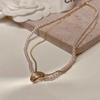Colar de Folha Banhado a Ouro Real com Pérola Retrô Francês Chique de Alto Nível Corrente para Clavícula Moda Colar Ol Atacado para Mulheres