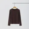 26 Nuevas Camisetas Base de Cuello Redondo con Forro Polar para Otoño e Invierno para Mujer, Camiseta de Manga Larga Cálida y Adelgazante, Top Versátil de Hombro Normal para Mujer