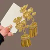 Nuevo Pasador Dorado con Borla de Flor China para Mujer, Pinza Lateral de Estilo Antiguo, Pinzas para Flequillo y Cabello, Accesorios para el Cabello de Novia y Compromiso, Tocado