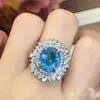 6 Cristal Artificial Francês Trabalho Pesado Pedra Colorida Zircônio Estilo Vintage Italiano Anel Paraíba Banda Ornamentos Pedra Solta