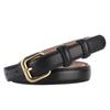 Novo 2024 Light Mature Elegante Cinto Requintado Fivela de Ouro Francês Couro Genuíno Nicho Cinto Leve de Luxo Feminino All-match Cinto de Calça