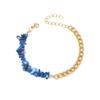 Vacaciones de Verano Europeas y Americanas Color Irregular Concha Natural Acero Inoxidable Dorado Pulsera Doble para Mano Pulsera para Mujer